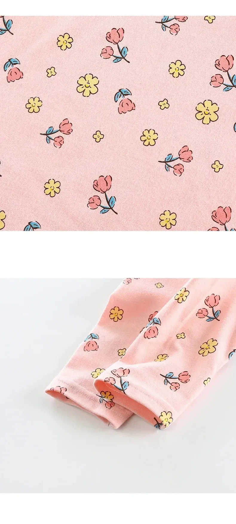Cartoon Print Long Sleeve Lycra Pajamas Set for Kids