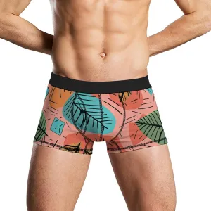 Cartoon Style Leaves Mens Boxer Briefs Short Breathable Underwear Trunks Soft Moisture-Wicking Boxer Shorts