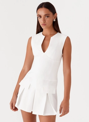 All Occasion Comfort Waistline Cassia Mini Dress - White