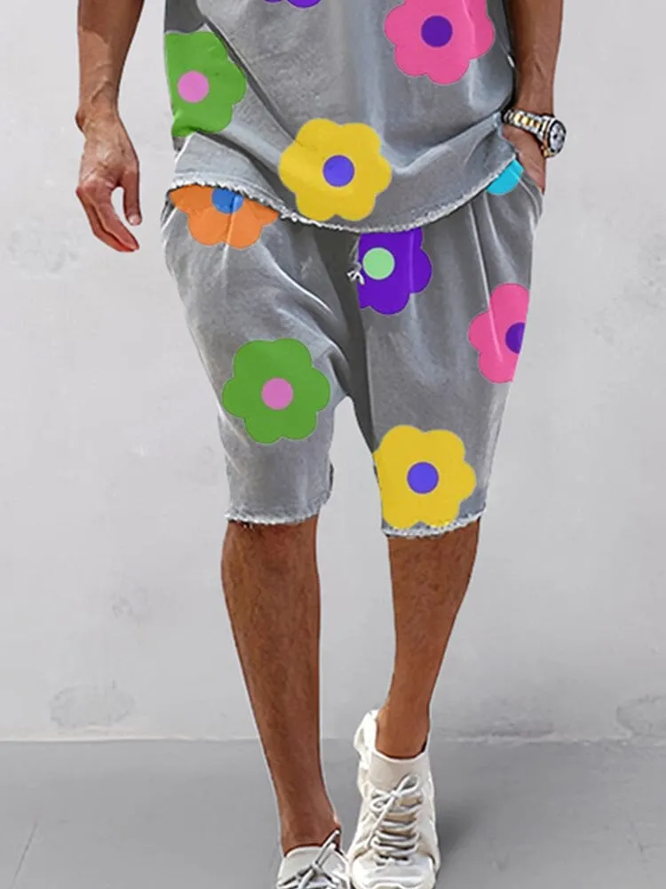 Casual Floral Print Cotton Sports Sets