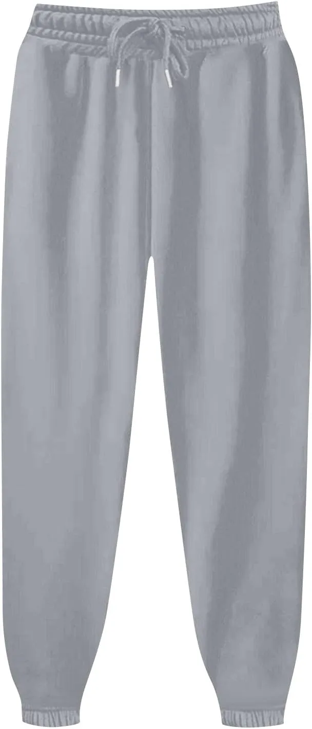 Casual Joggers for Women Fleece Elastic High Waisted Yoga Sweatpants Baggy Comfy Lounge Pants with Pockets