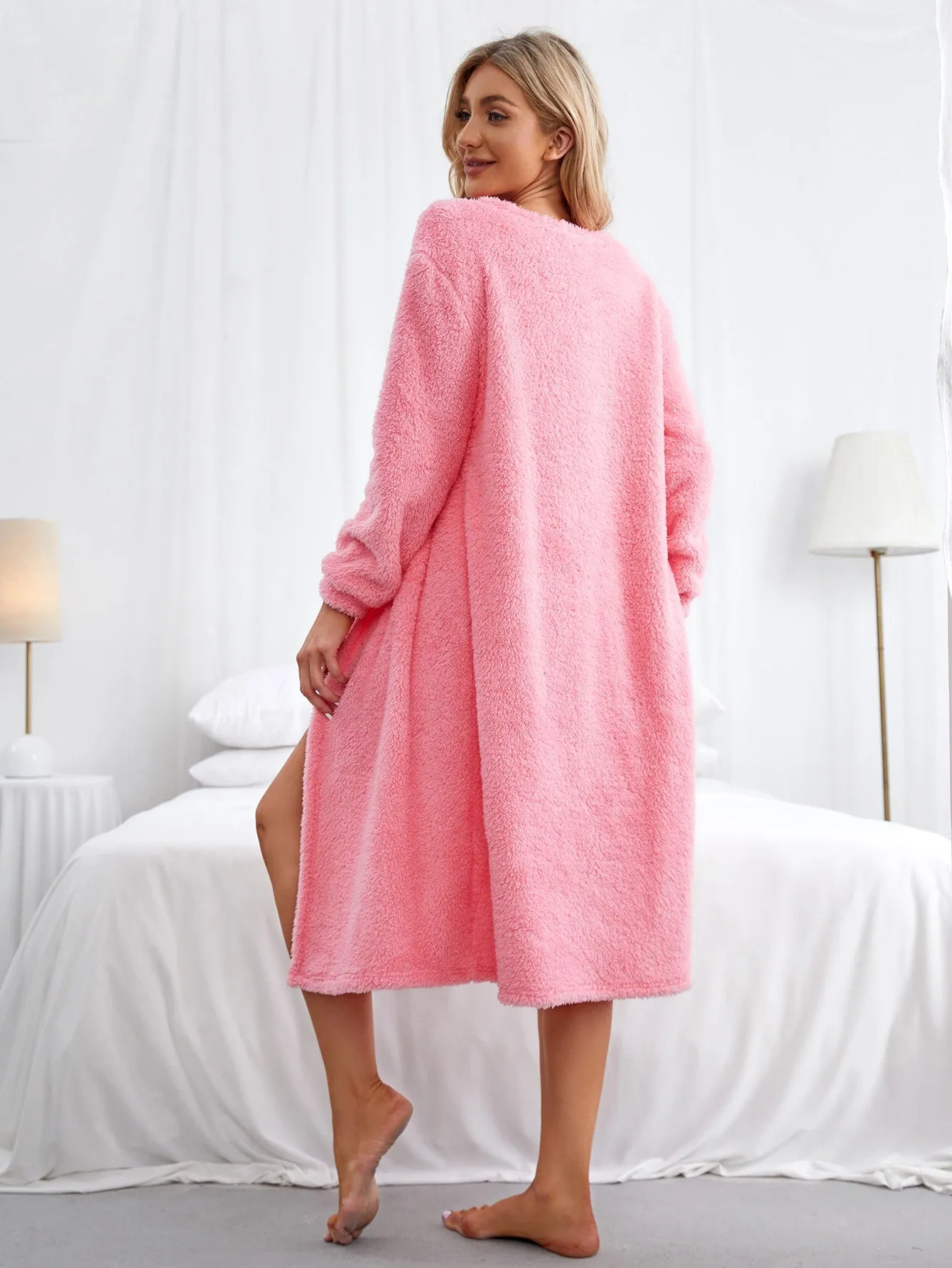 Casual Plain Long Sleeve Scoop Neck Women Lounge Sets