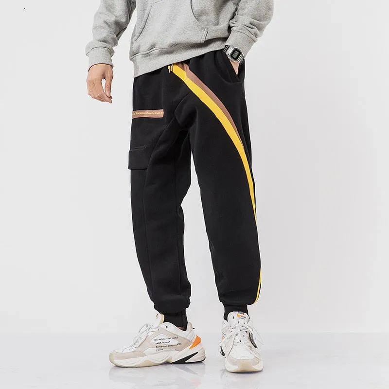 Casual Stripe Thick Jogger Hip Hop Style Men Pants