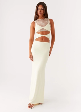 Imperial Maxi Dress - Yellow Hidden Zipper Ankle-length