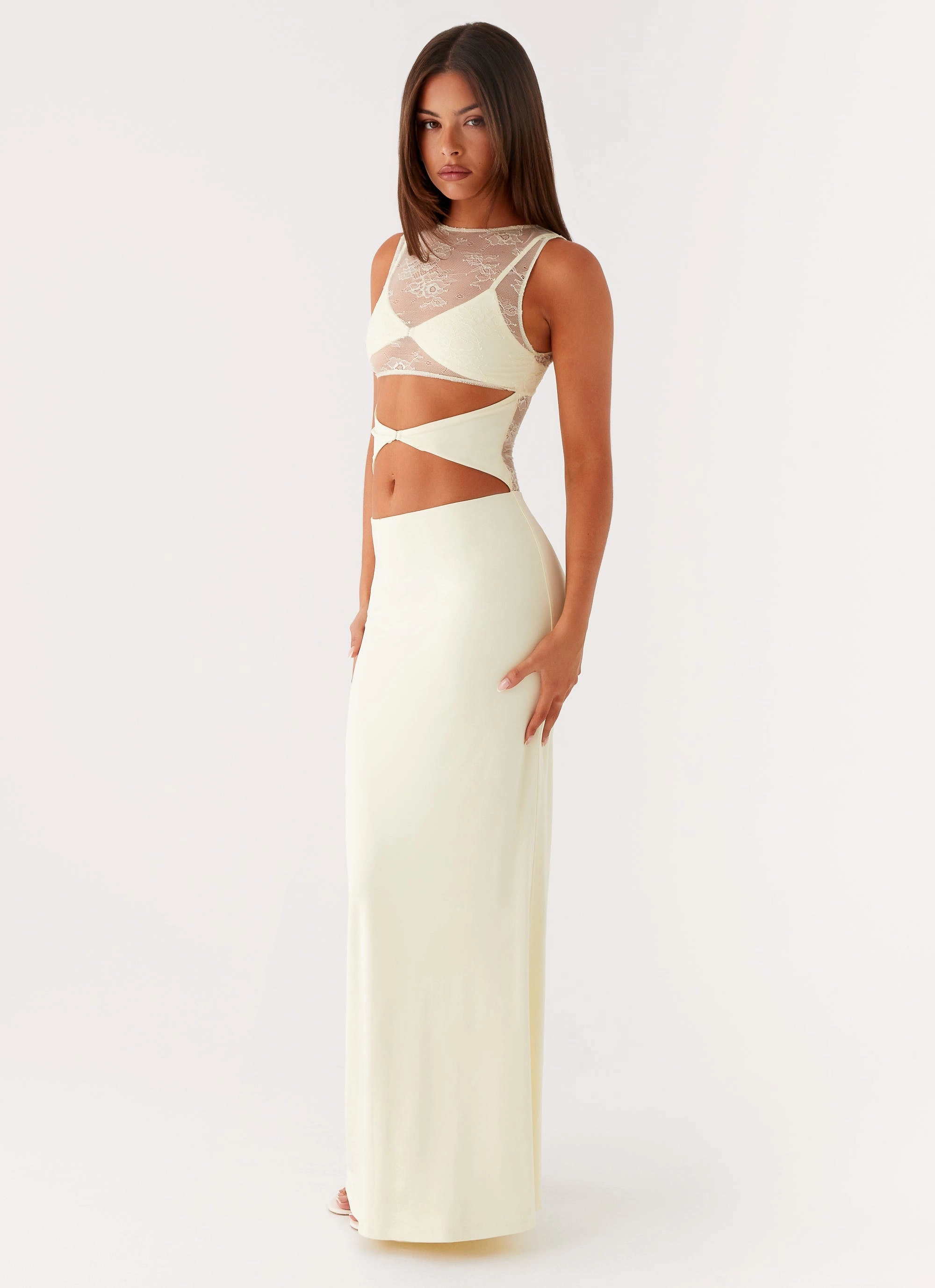 Imperial Maxi Dress - Yellow Sheer-Overlay