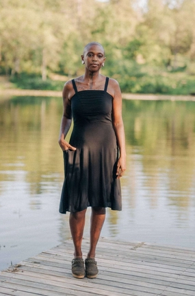 Uriah Dress in Black Challis Fall Tone