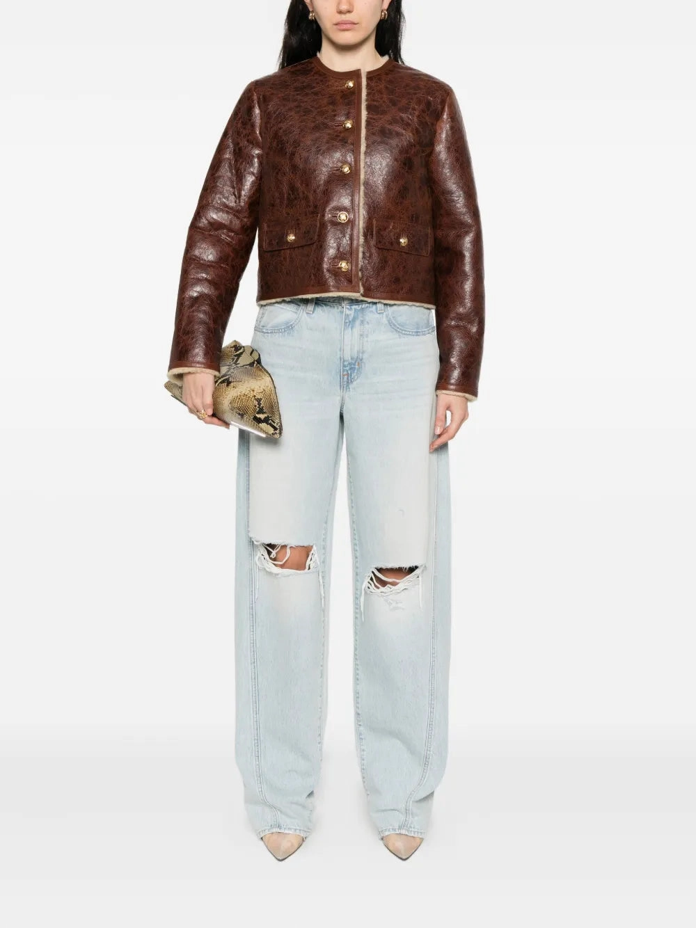 Zanie Short Shearling Coat in Vintage Whiskey Flexible Fit