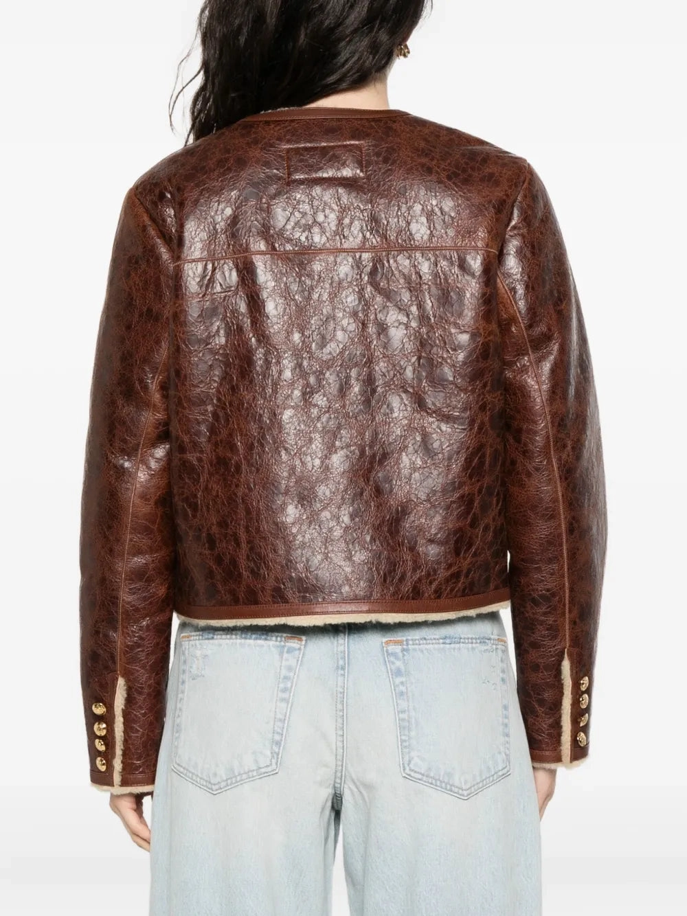 Compact Storage Design Zanie Short Shearling Coat in Vintage Whiskey
