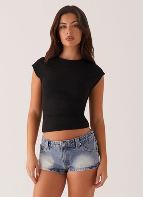 Headland Low Rise Denim Shorts - Light Wash Blue Sport Friendly