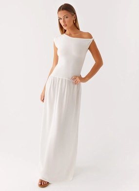 Ardella One Shoulder Maxi Dress - Ivory Bold Structure Casual Silhouette
