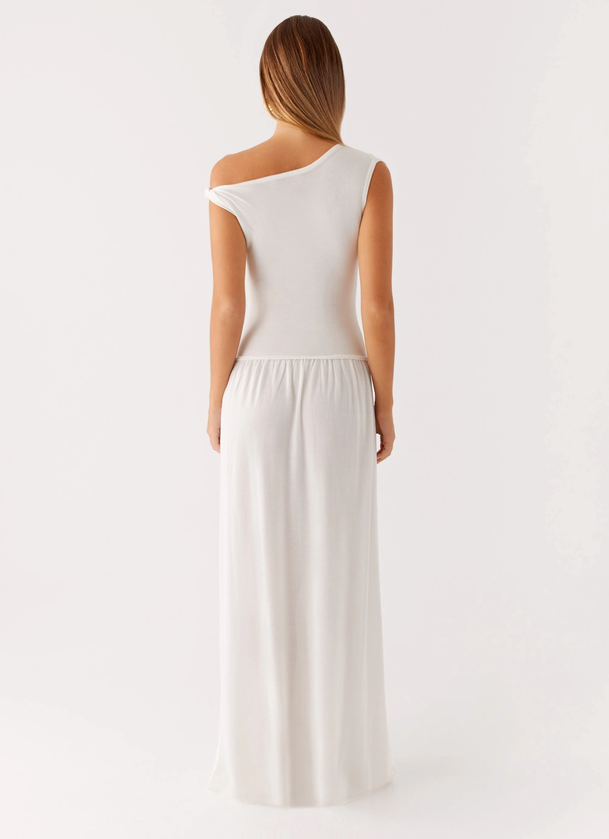 Basic Cool Ardella One Shoulder Maxi Dress - Ivory