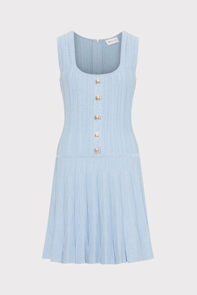 FlatlockSeam Wave Godet Flare Knit Mini Dress