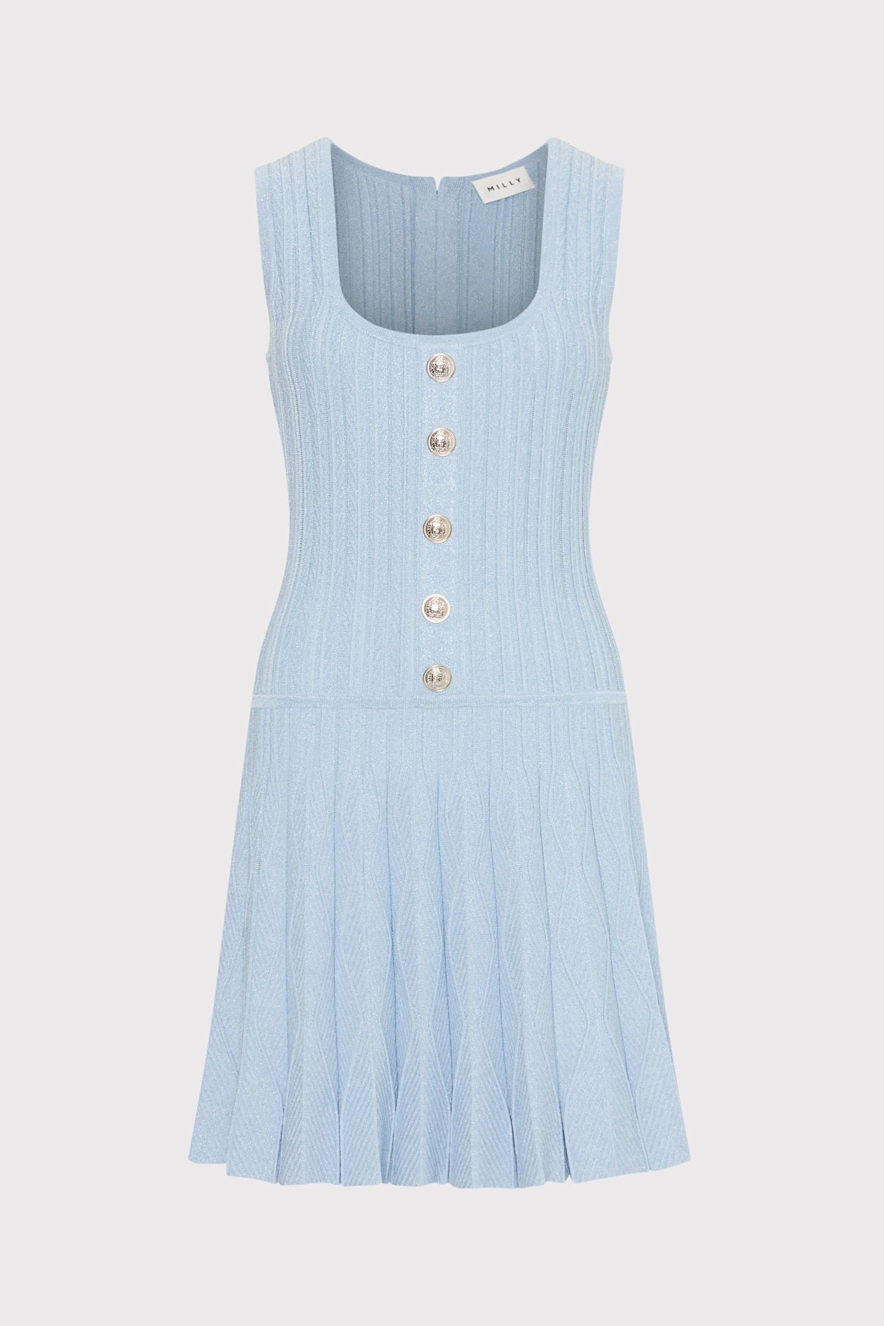 Wave Godet Flare Knit Mini Dress Warranty-Included Solid-color