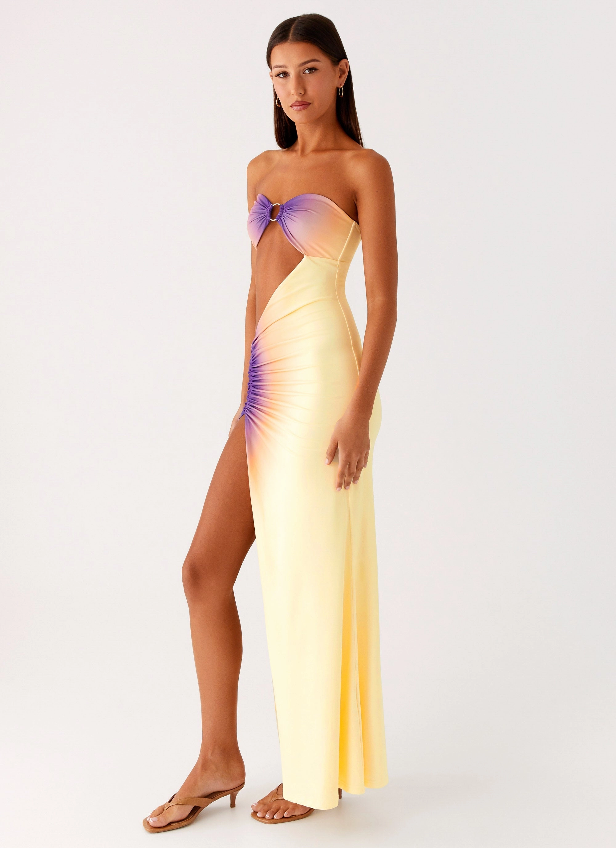 Ellisah Ombre Maxi Dress - Sunrise Ombre breathable fabric dress Chic Waistband Design