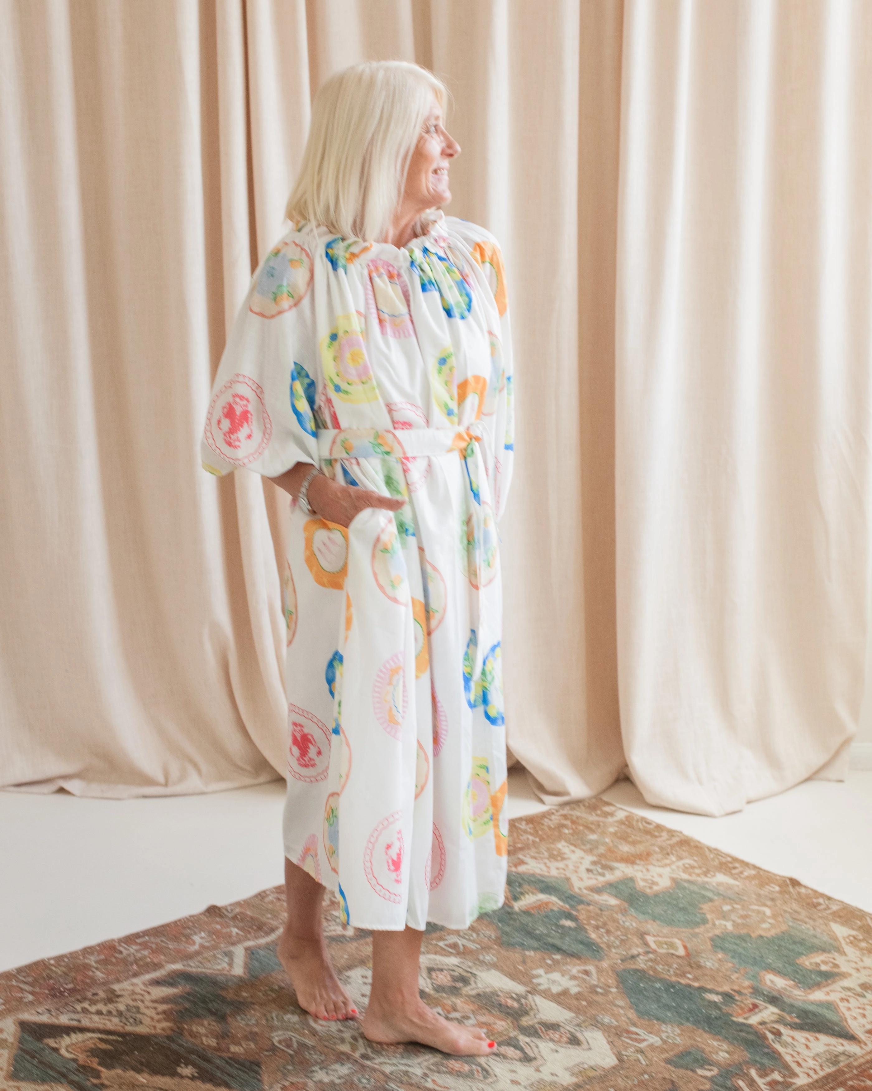 Seville Belted Dress breathable-mesh Elegant Look