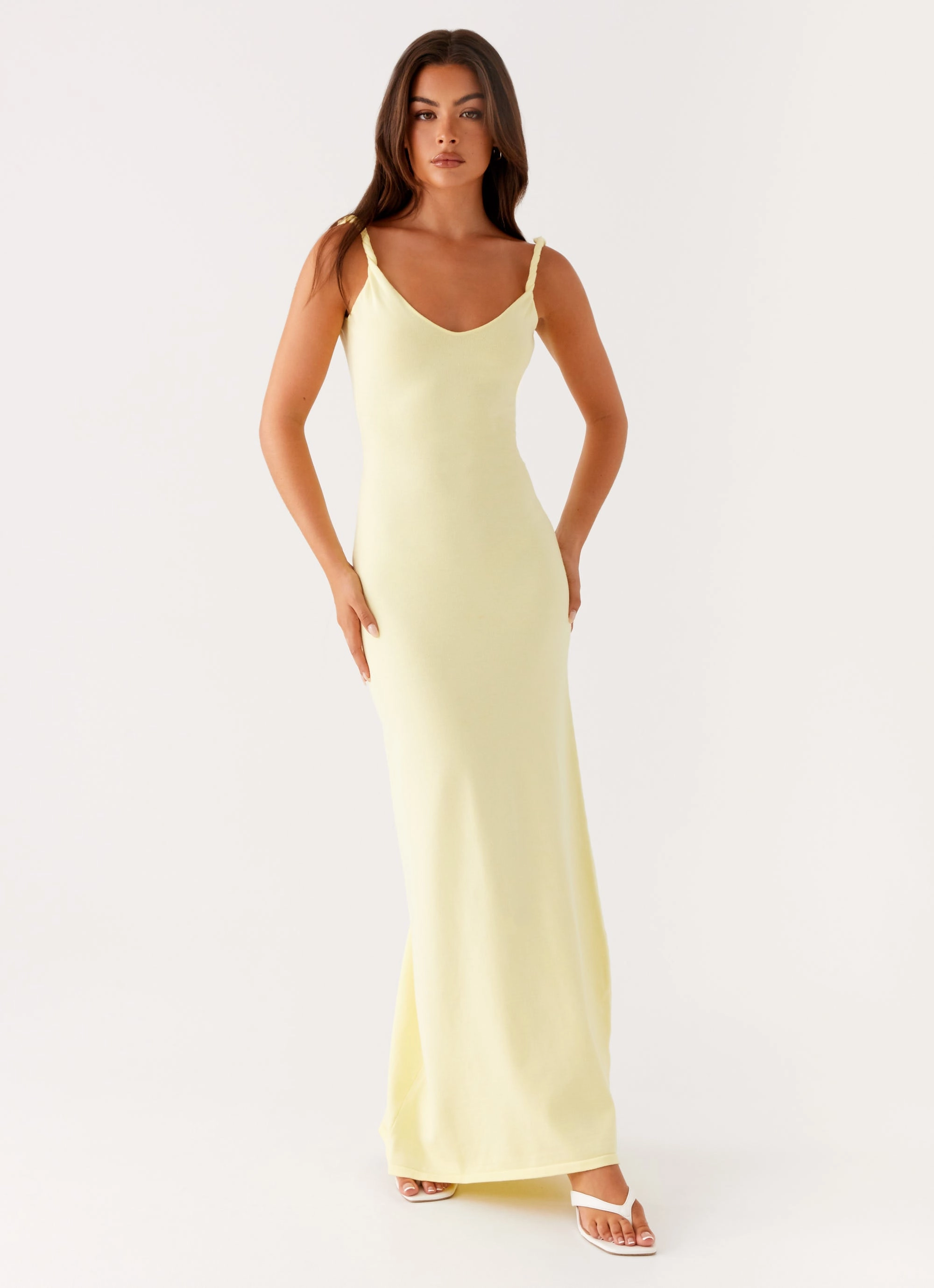 Anastasia Maxi Dress - Yellow Halter neck Modest Light