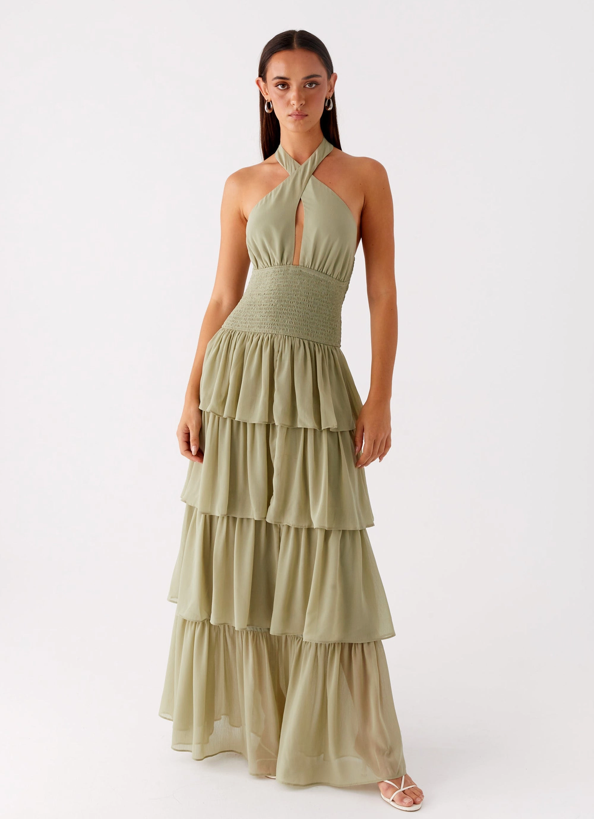 Salma Maxi Dress - Sage Layer Safe Minimalist Waistband