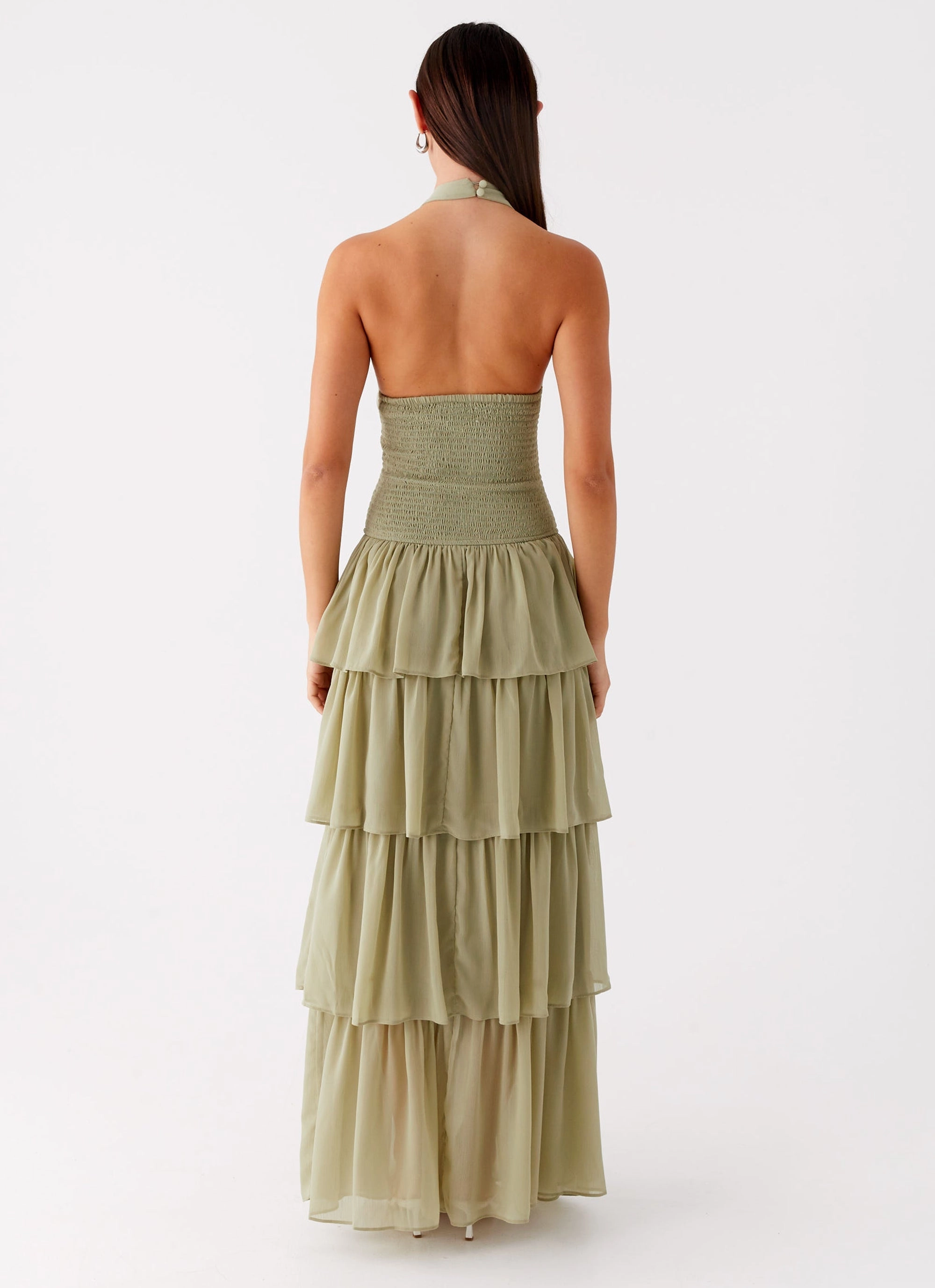 Salma Maxi Dress - Sage Flowy Layers Bold Design