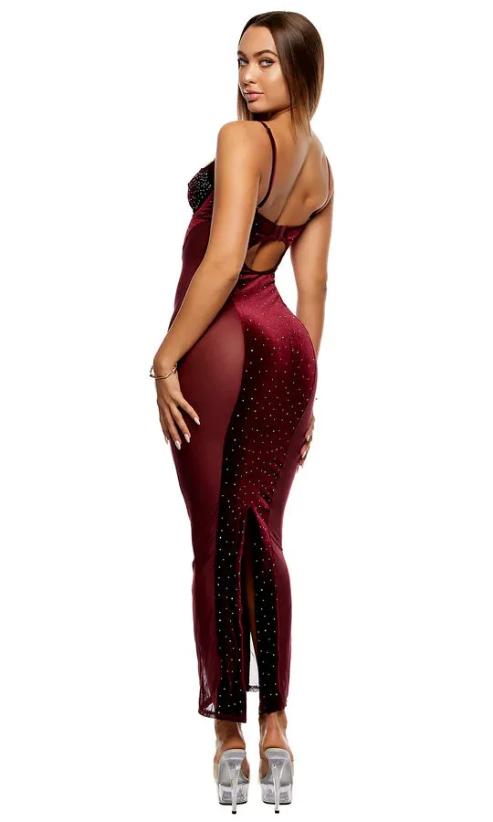 Caught Your Eye Velvet Rhinestone Satin Nightgown