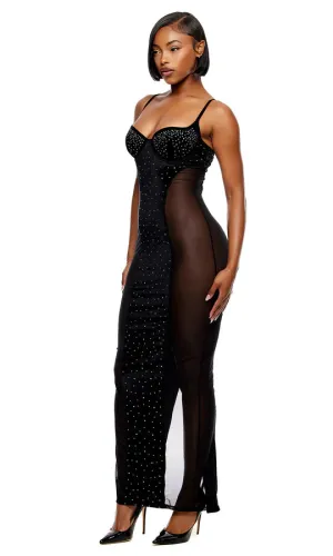 Caught Your Eye Velvet Rhinestone Satin Nightgown