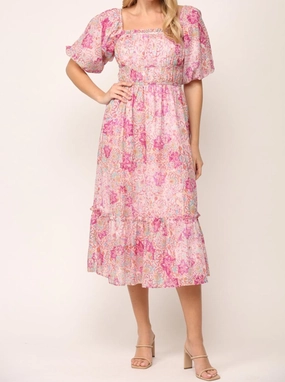 Shine Skin Square-Neck CeCe Floral Dress
