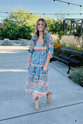 Trendy Comfort Flare Swing Celeste Floral Dress