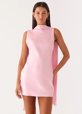 Perfect For Any Occasion Mid layer Cerina High Neck Mini Dress - Pink