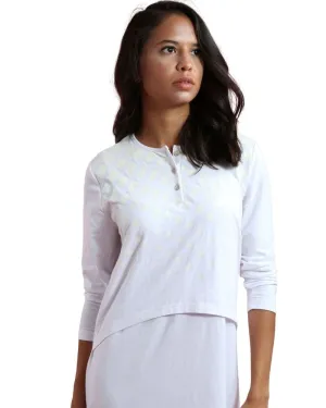 CH6758B White Geometric Shimmer Cotton Nursing Nightgown