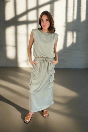 Gentry Cargo Midi Skirt Durable Stitching Crisp Edge