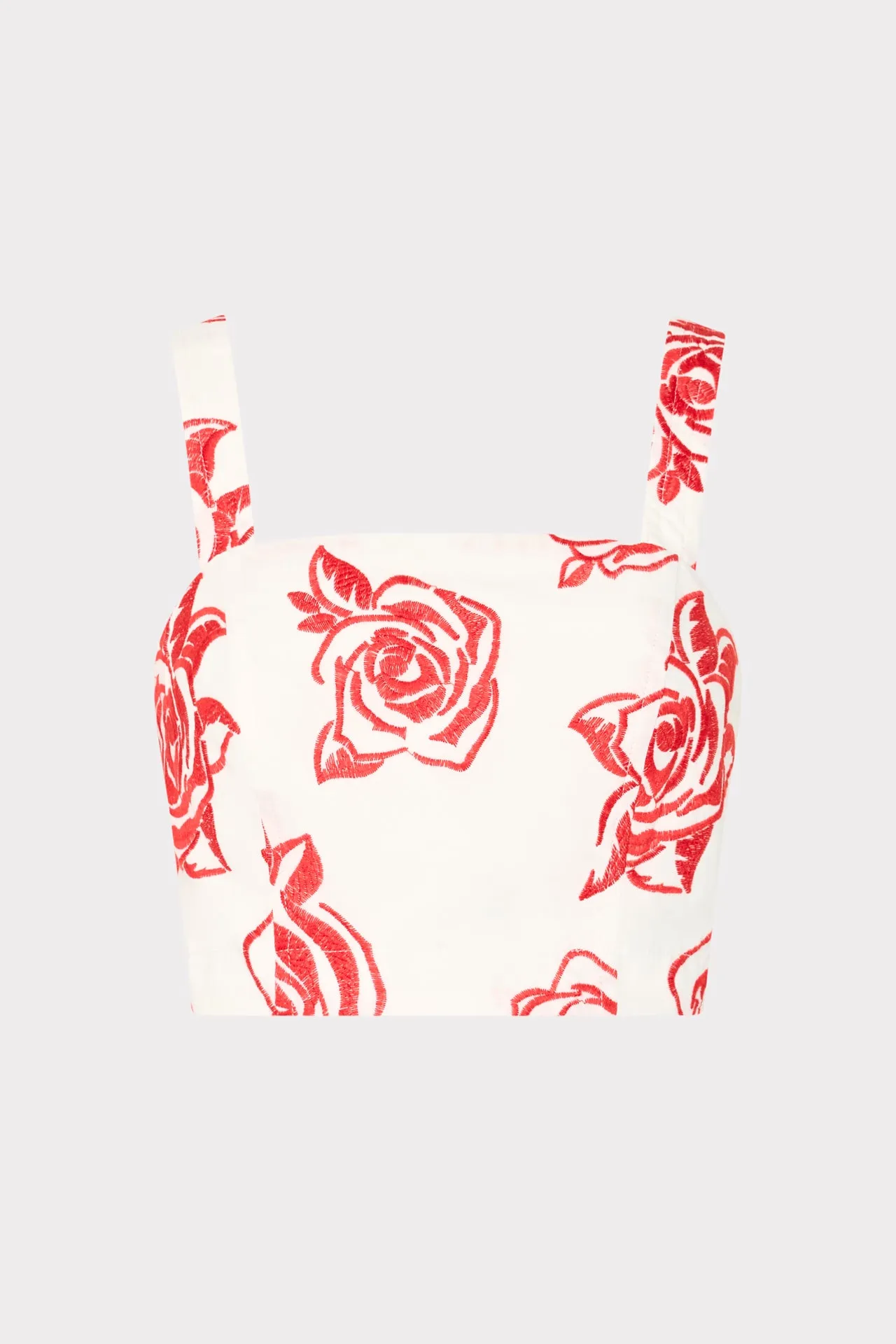 Machine Washable Fabric Rose Embroidery Crop Top