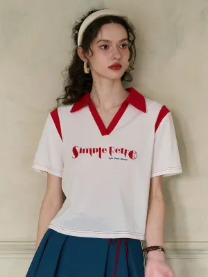 AntiPillingFinish ??Final Sale??Clarissa V-Neck SR Logo T-shirt