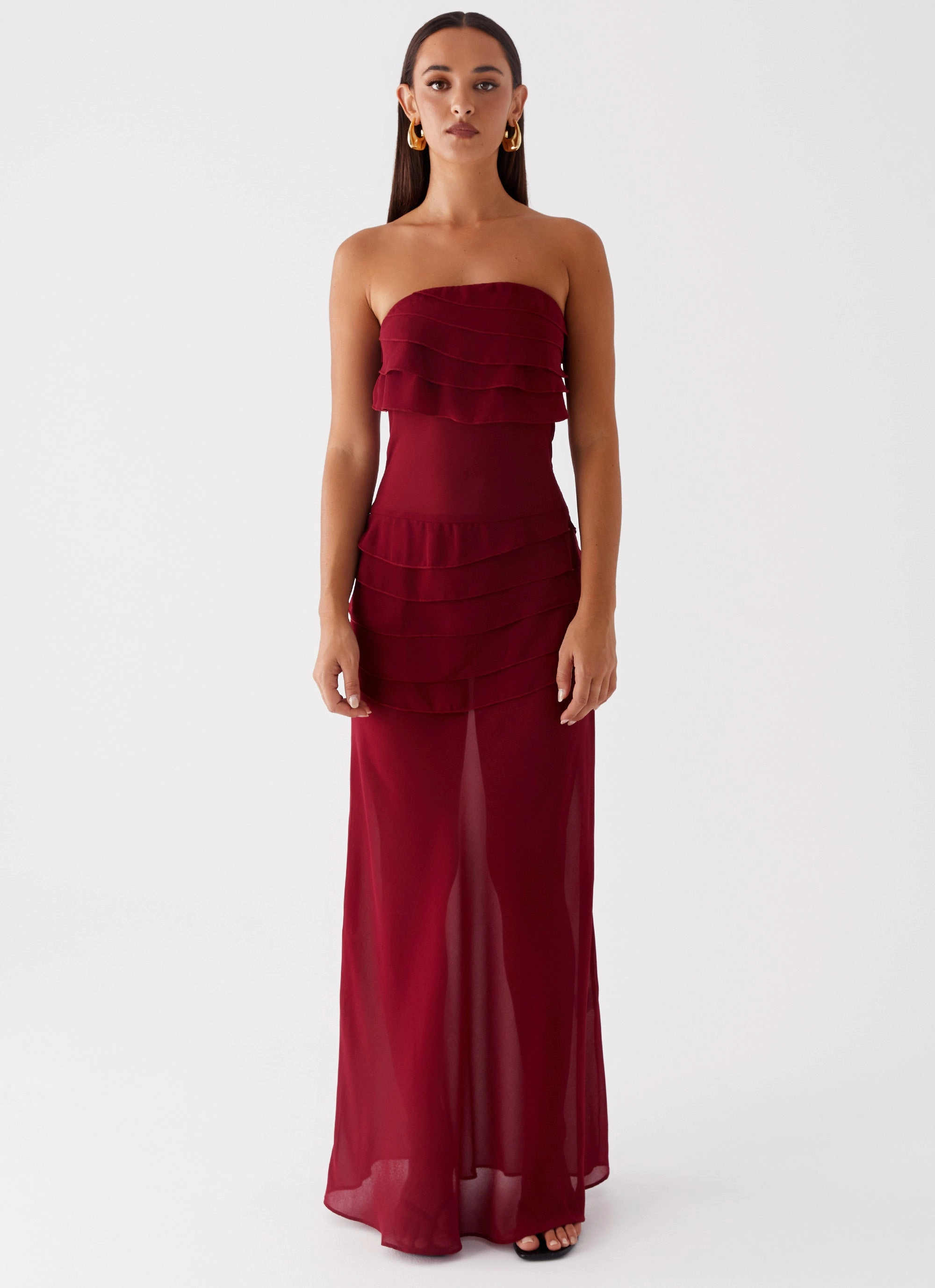Smart Cut Into The Night Maxi Dress - Cherry Red