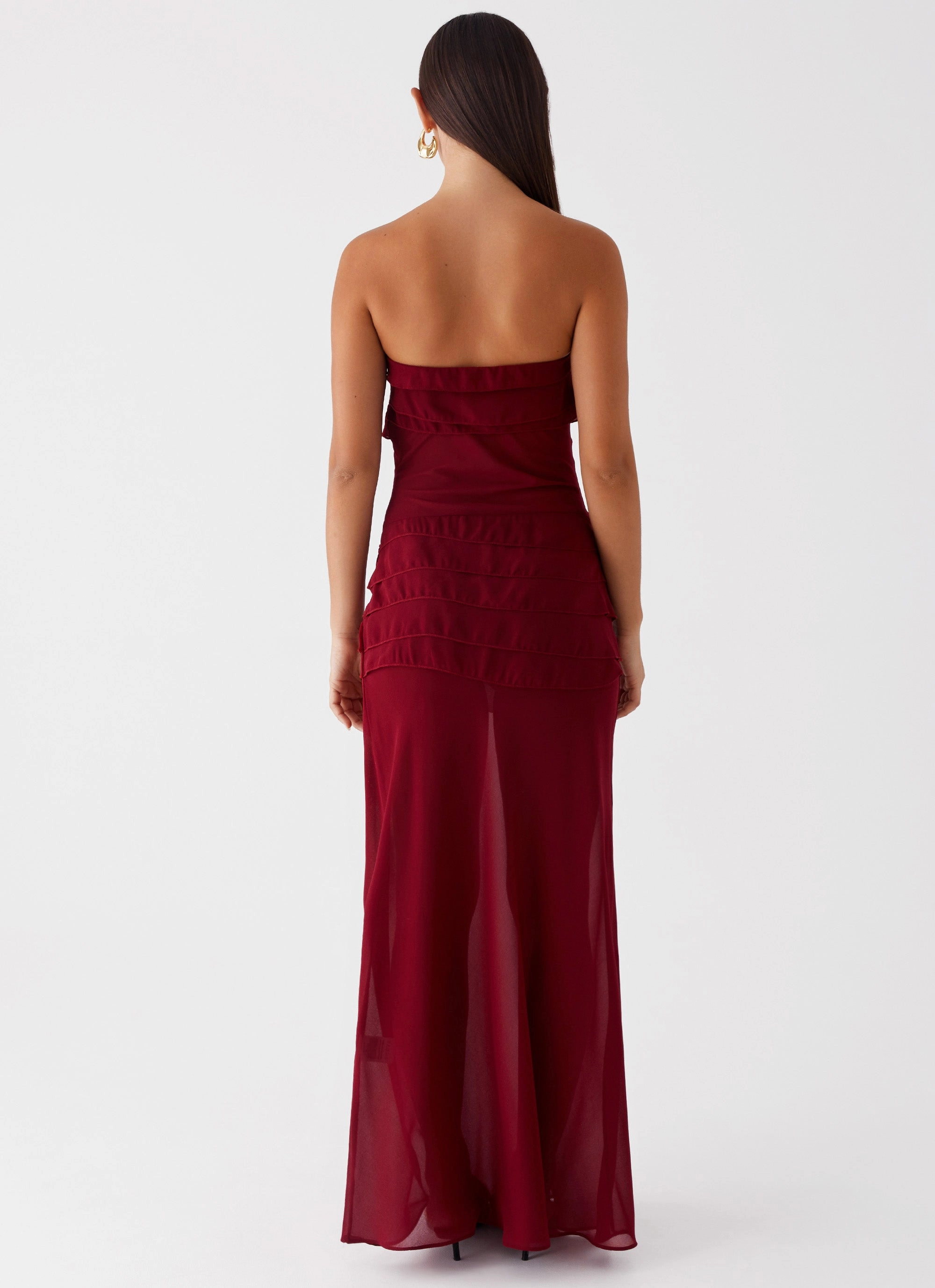 Into The Night Maxi Dress - Cherry Red Slender Look
