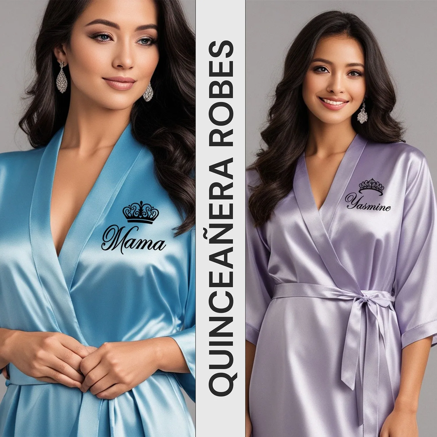 Champagne Gold Mis Quince Años Robes, Pretty Quinceañera Robes, Robes for Mama de Quince | Quinceañera Gift