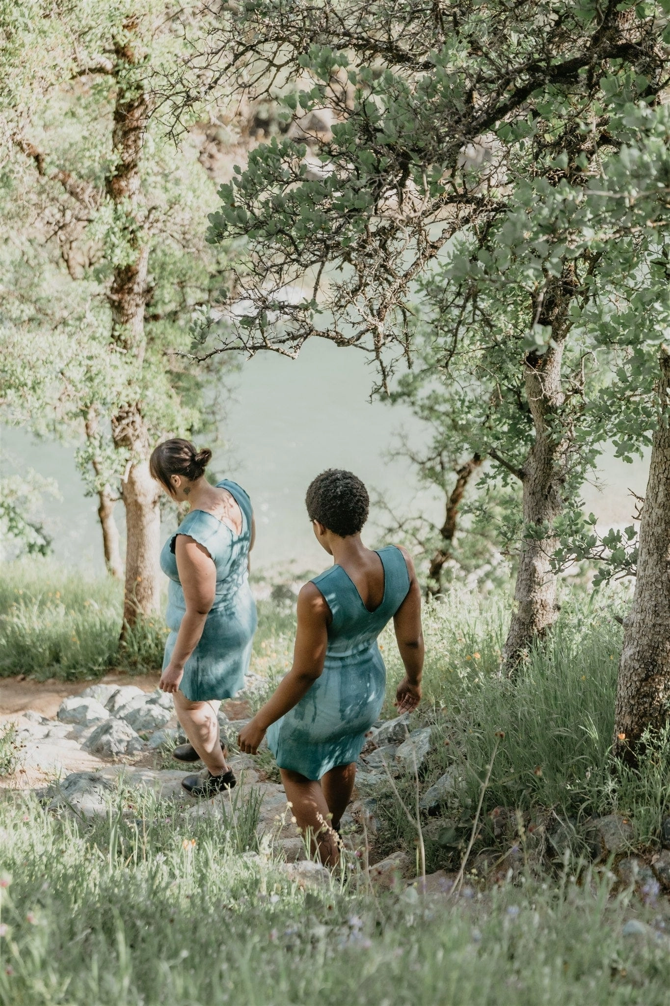 Dyed Blue Slinky Dresses Comfy Look Sequin-Detail