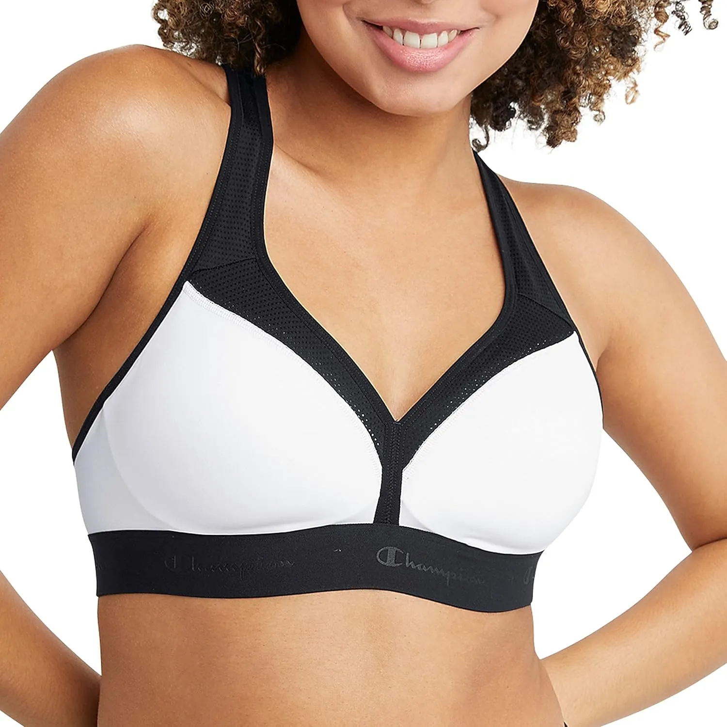 Champion Women's V-neck Racerback, Moisture-wicking, Moderate Support Sports Bra