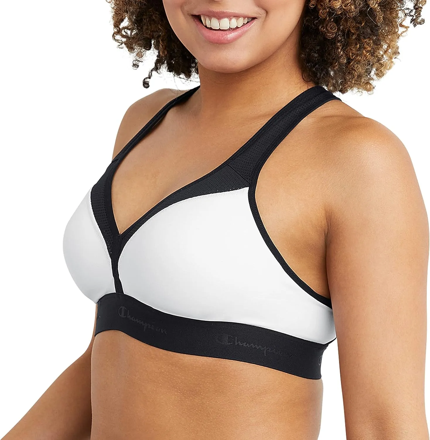 Champion Women's V-neck Racerback, Moisture-wicking, Moderate Support Sports Bra
