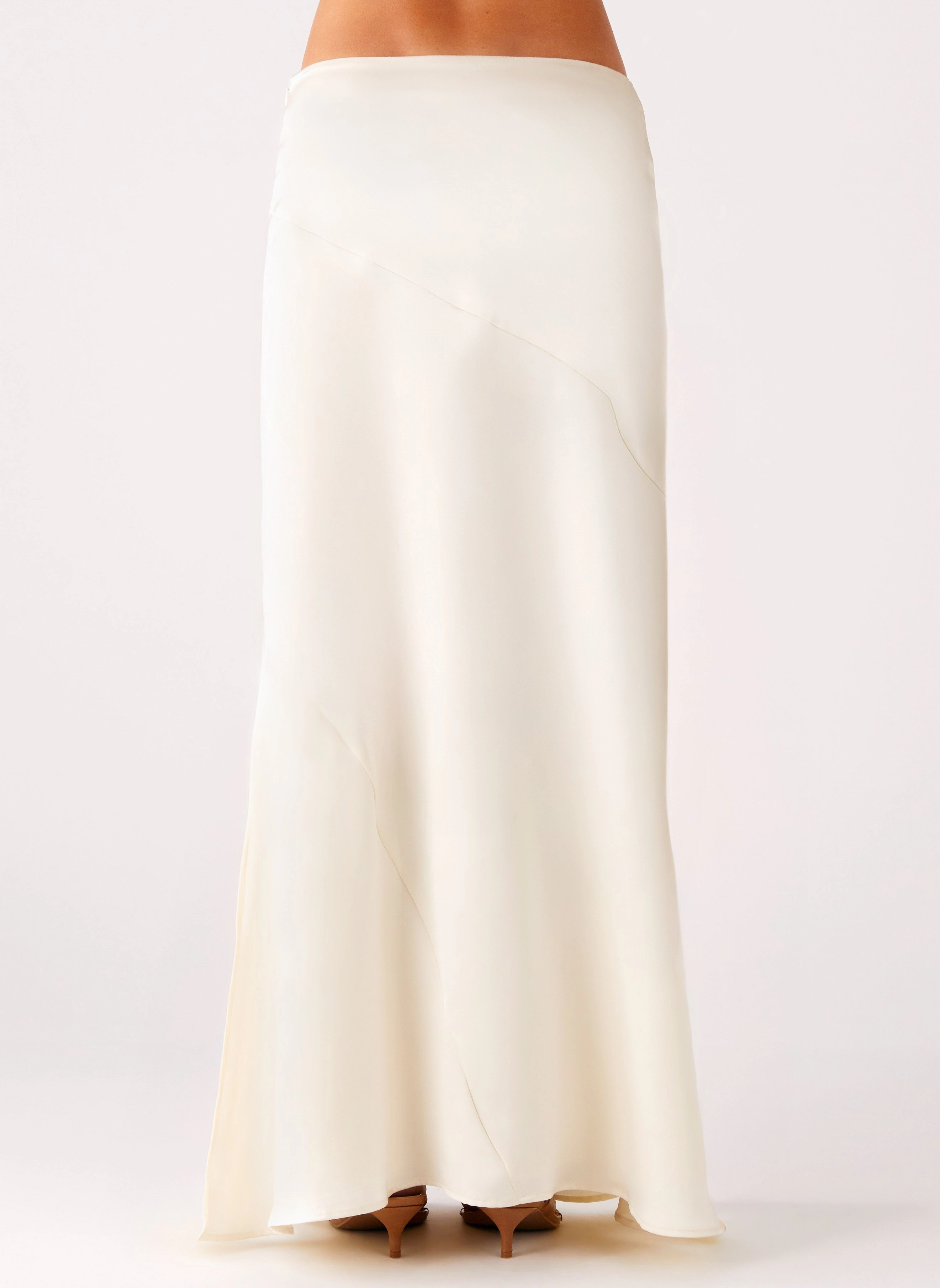Chandra Maxi Skirt - Ivory Urban Style Matte Texture