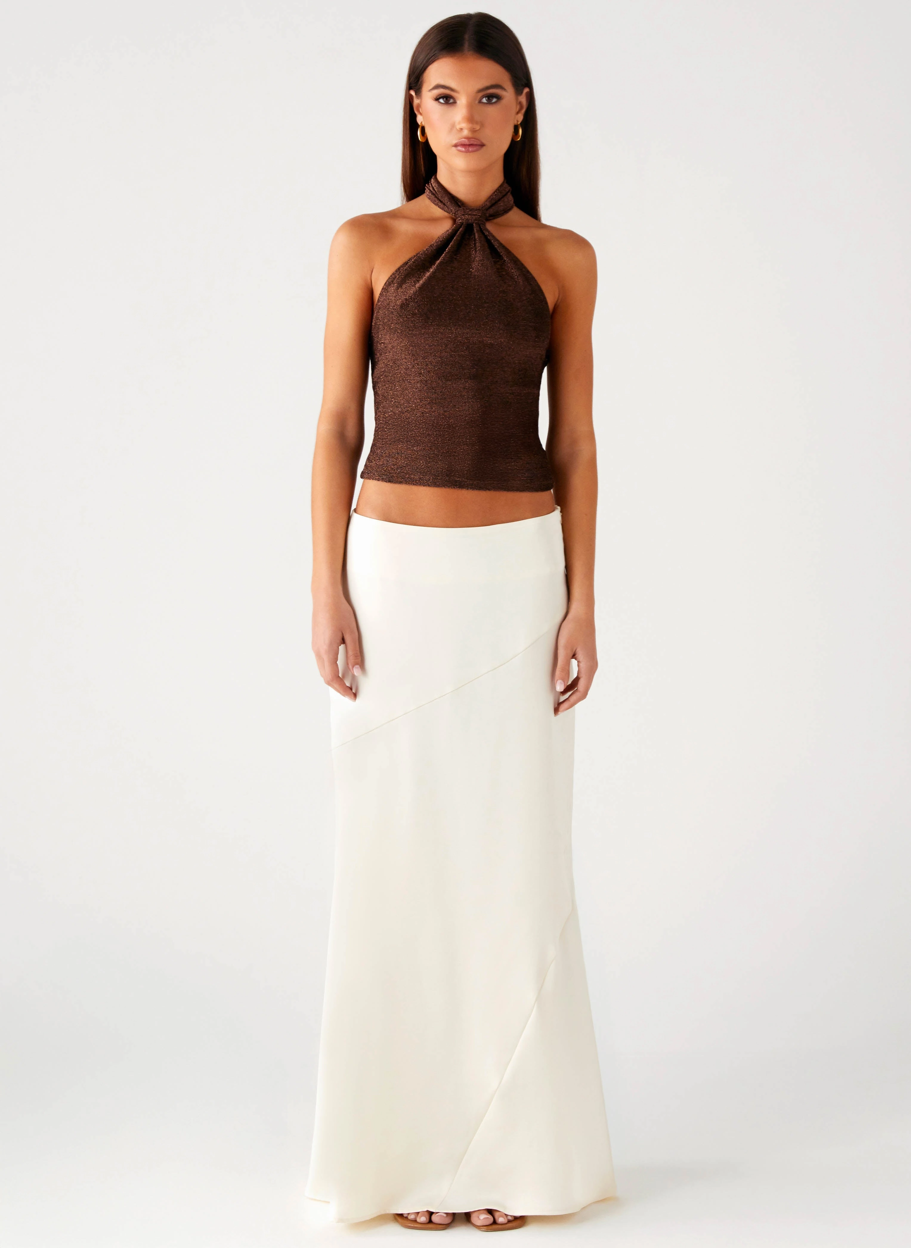 Chandra Maxi Skirt - Ivory Detail Focus
