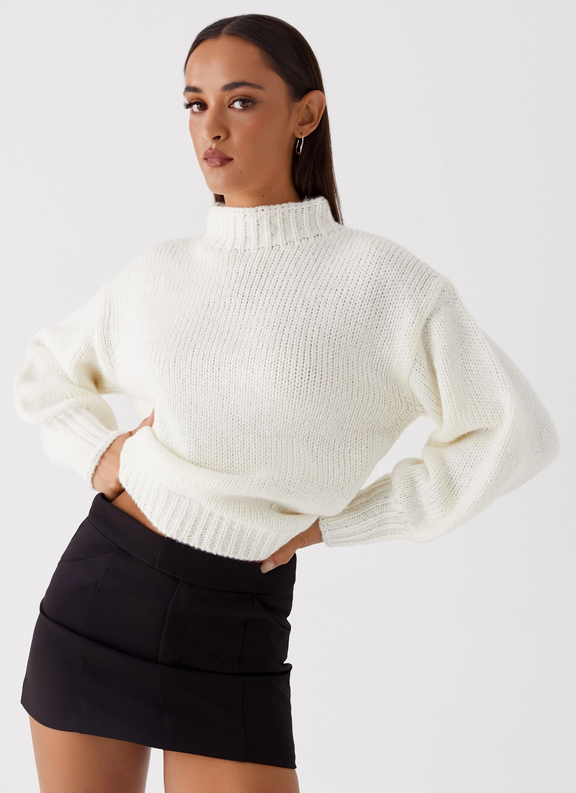 Flame retardant Comfort Stretch Fabric Charleston Knit Jumper - Off White