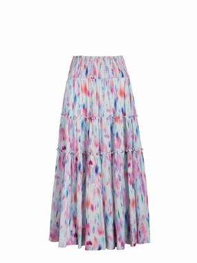 Charlie Skirt In Hazy Ikat Seafoam Light Flow