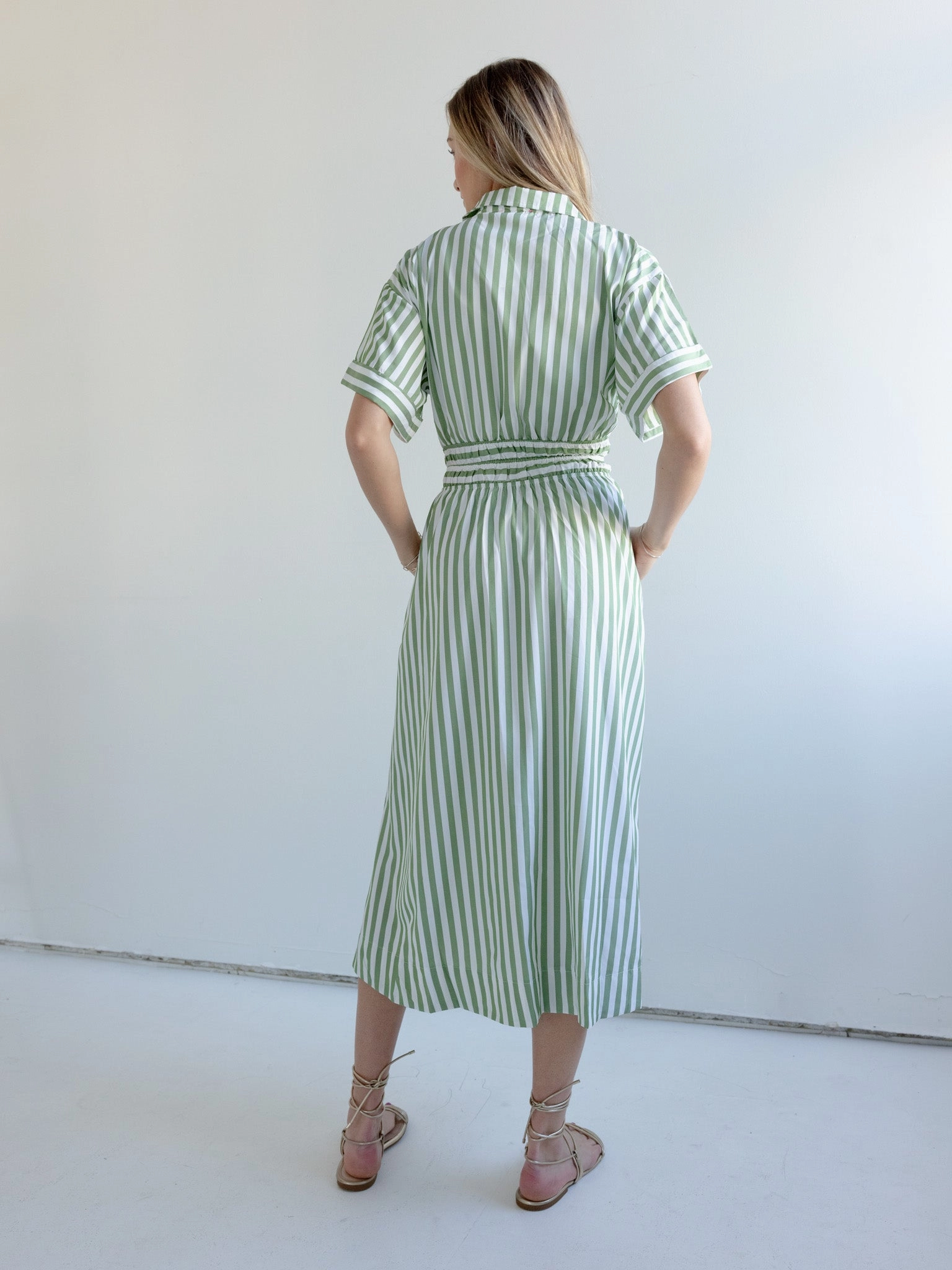 Charlie Stripe Dress Cool Texture Deep Hue