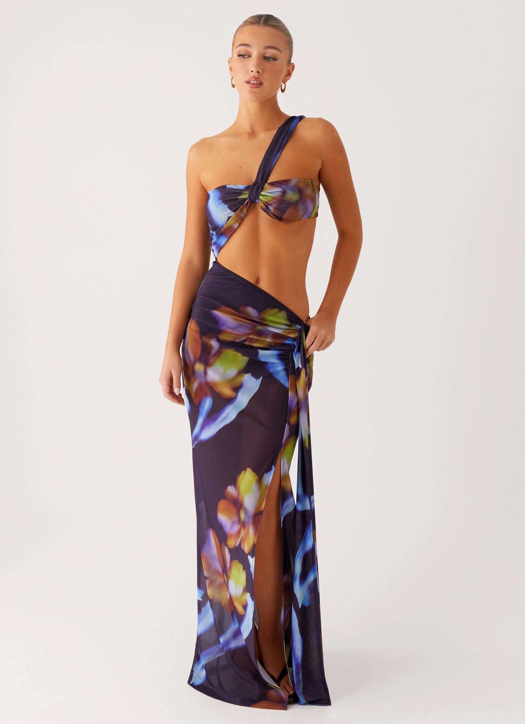 Smooth Look High Waist Costa Rica Maxi Dress - Dark Floral