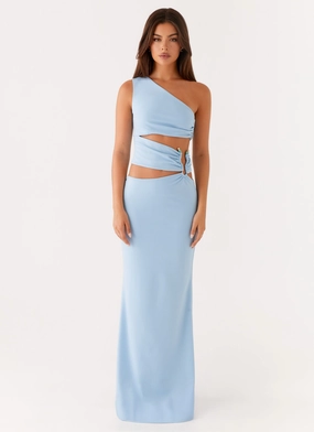 Subtle Glow Pose Sweet Laylani Cut Out Maxi Dress - Blue