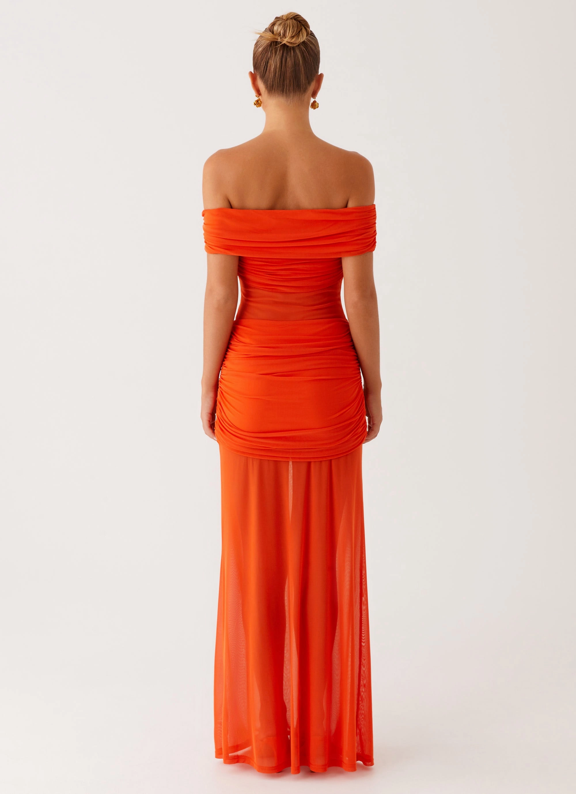 Polished Tailoring Daily Movement Charming Off Shoulder Maxi Dress - Orange