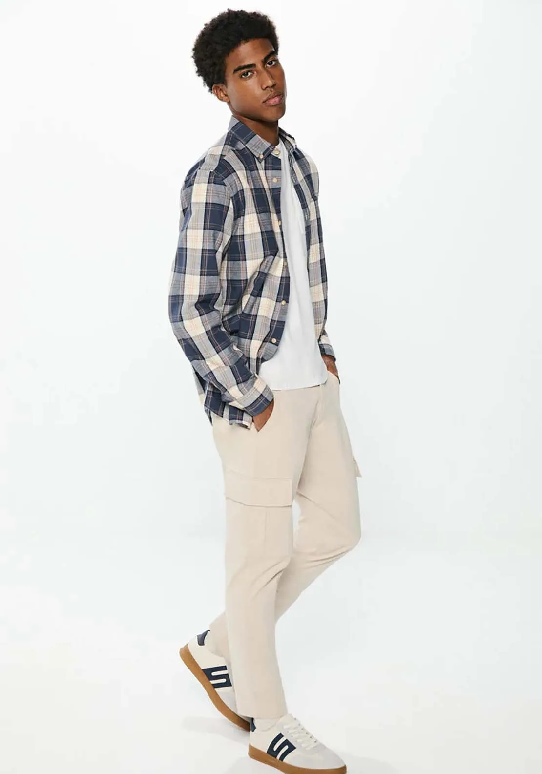 Checked Flannel Shirt - White