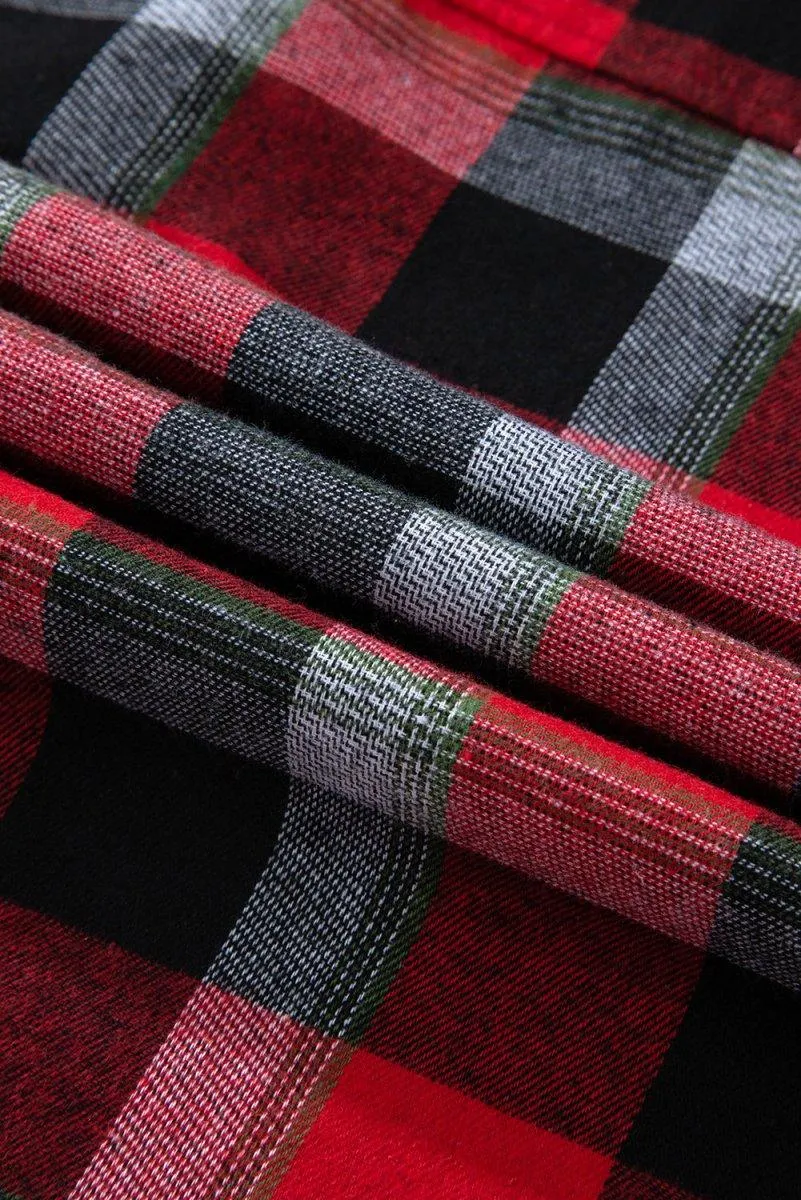 Checkered Red Plaid Pattern Pants Lounge Set