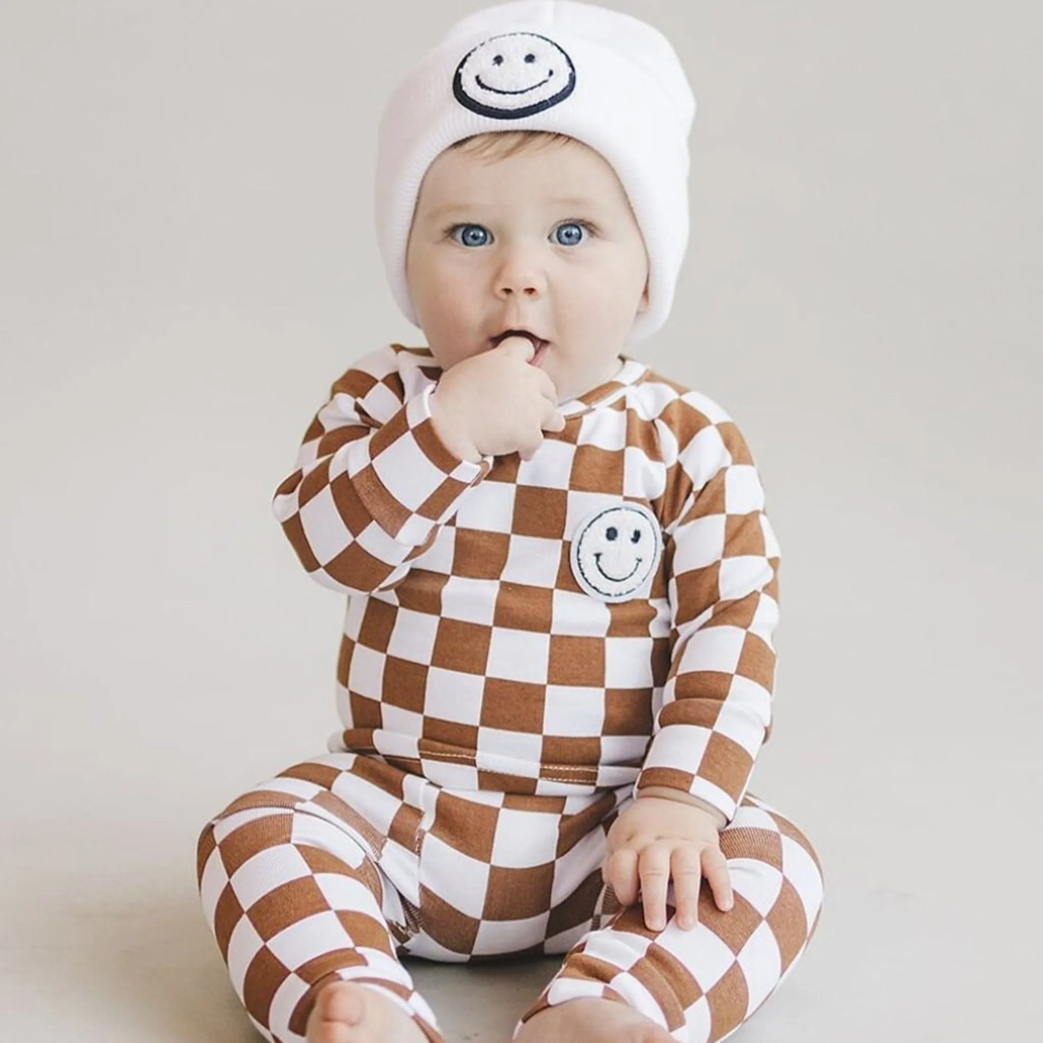 Checkered Smiley Lounge Set | Copper