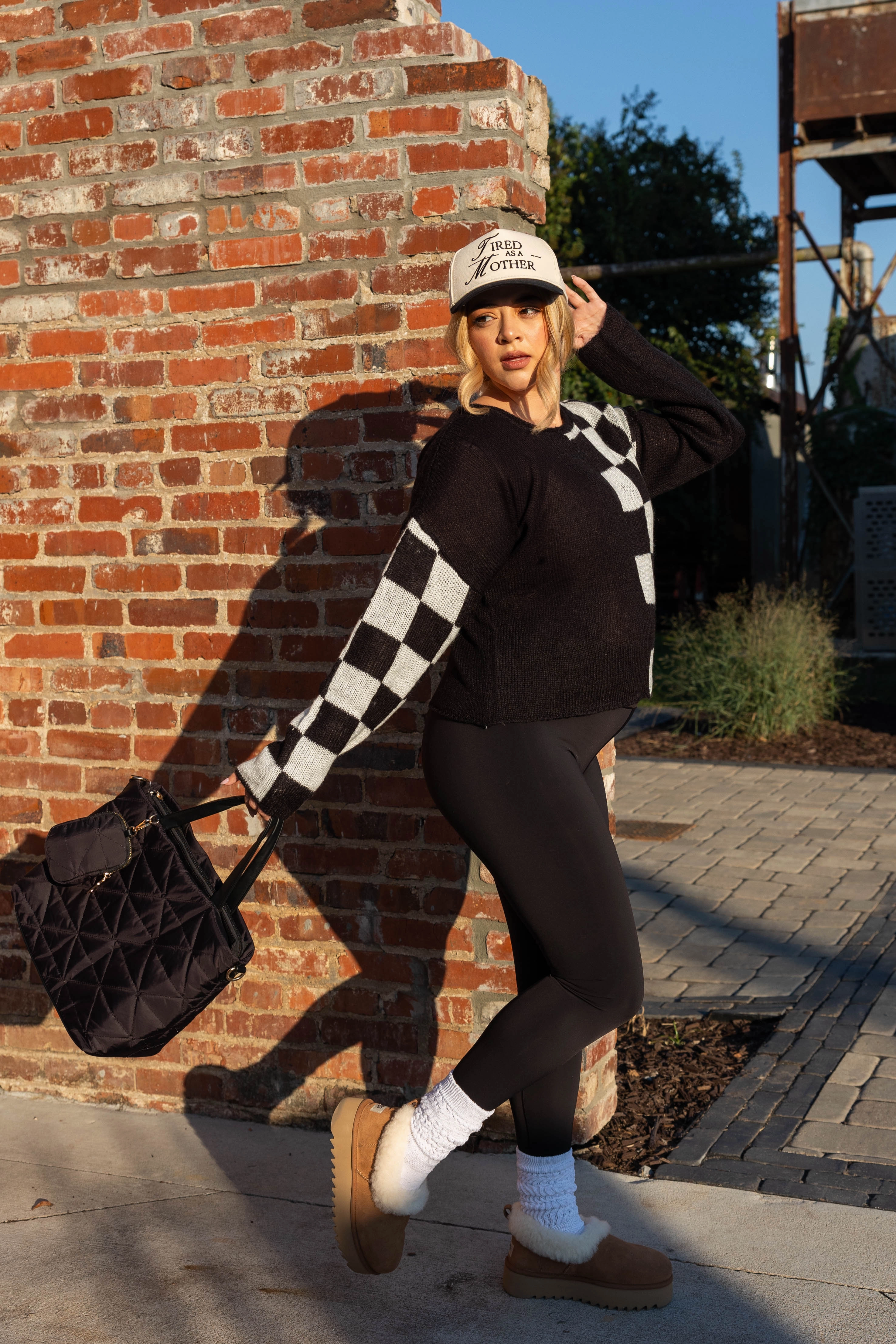 Gradient Colorfast Dye Street Layer Checkered Charm Sweater