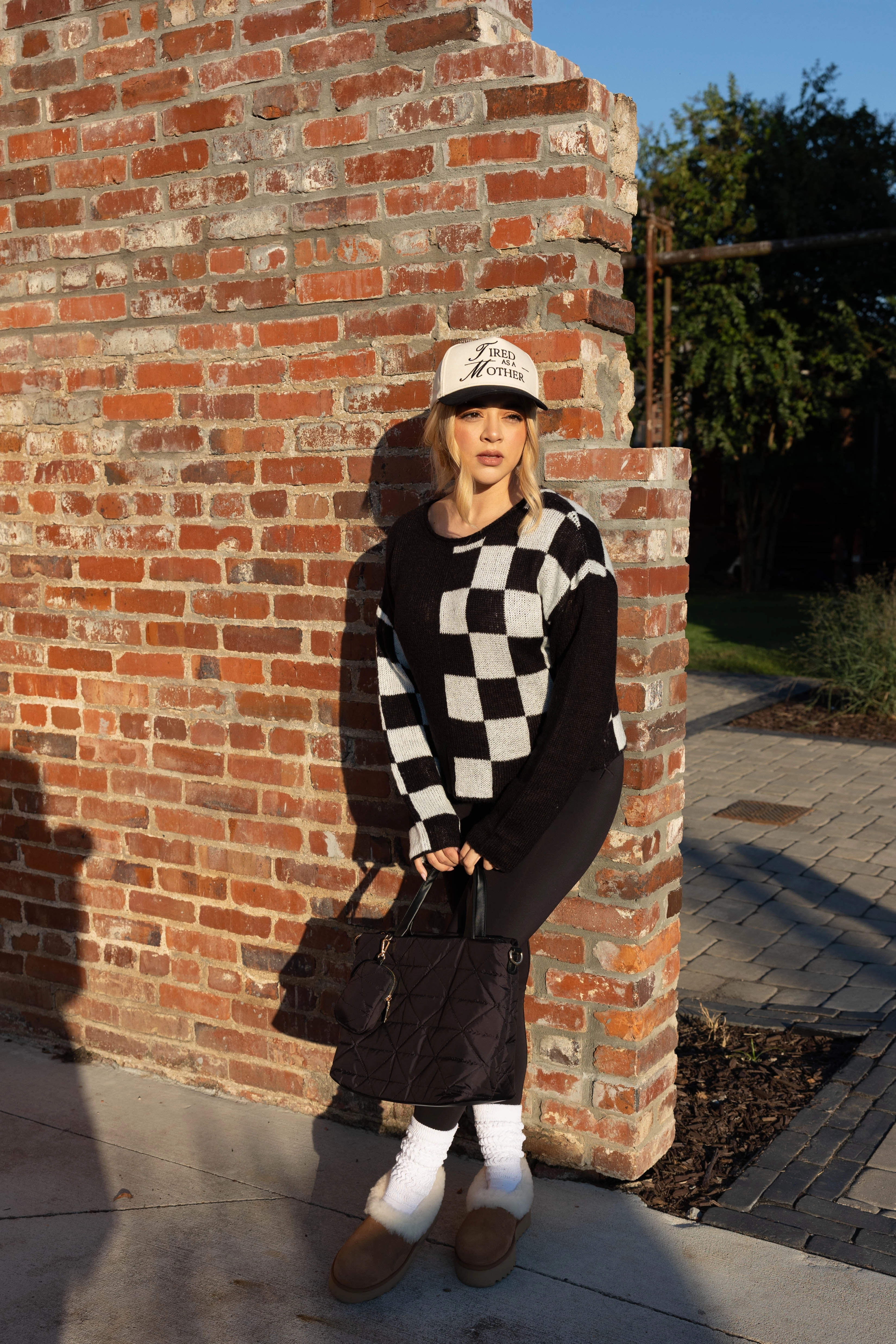 Checkered Charm Sweater Smart Look Soft Layer